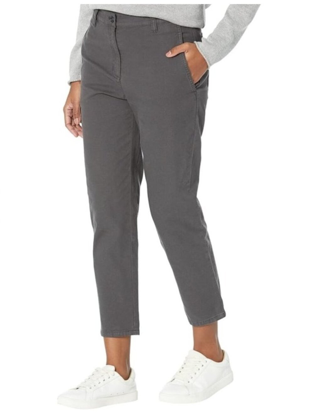 Eileen Fisher High Waist Slim Ankle Jeans Size 12 Grey Organic Cotton